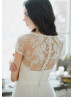 Short Sleeve Ivory Lace Tulle Wedding Dress
